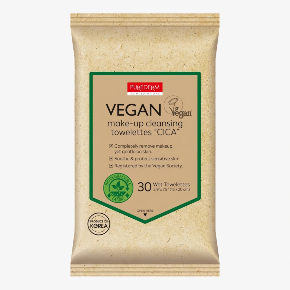 PUREDERM Vegan Make-up Cleansing Towelettes Cica 30pcs