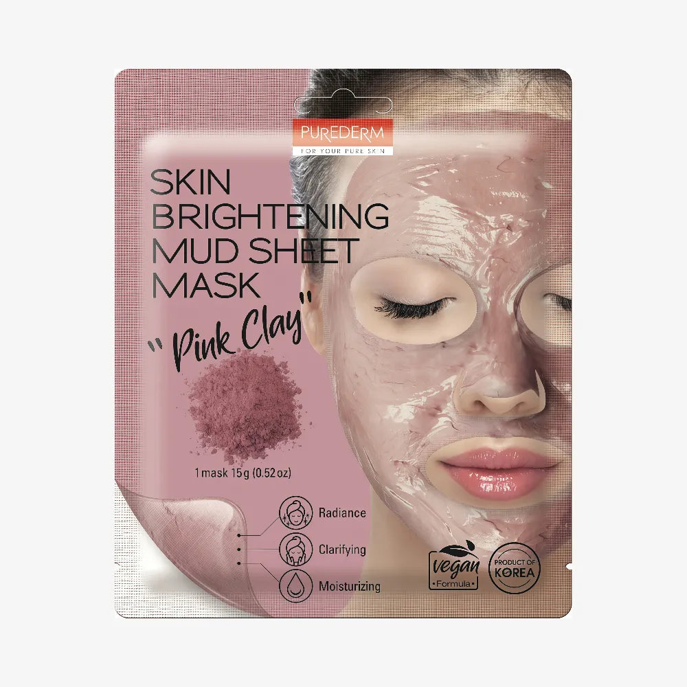 PUREDERM Skin Brightening Mud Sheet Mask Pink Clay