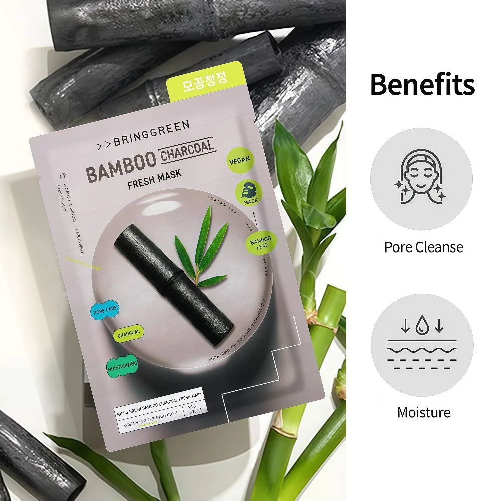 BRING GREEN Bamboo Charcoal Fresh Mask 10 pcs
