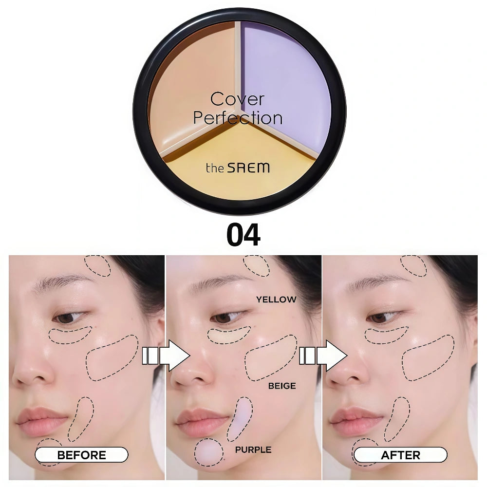 THE SAEM Cover Perfection Triple Pot Concealer 04 Tone Up Beige