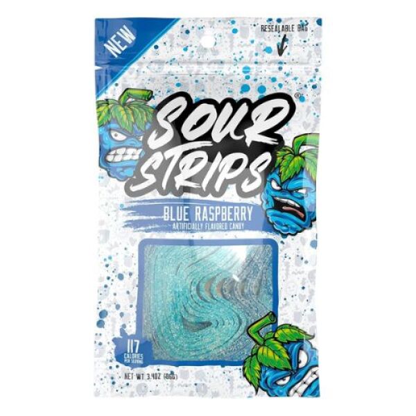 Sour Strips Bag Blue Raspberry 96g