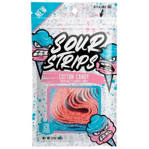 Sour Strips Peg Bag Cotton Candy 96g