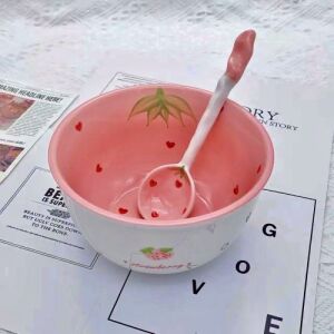 Collection Fraise - Bol en céramique (M) (cuillère non incluse)