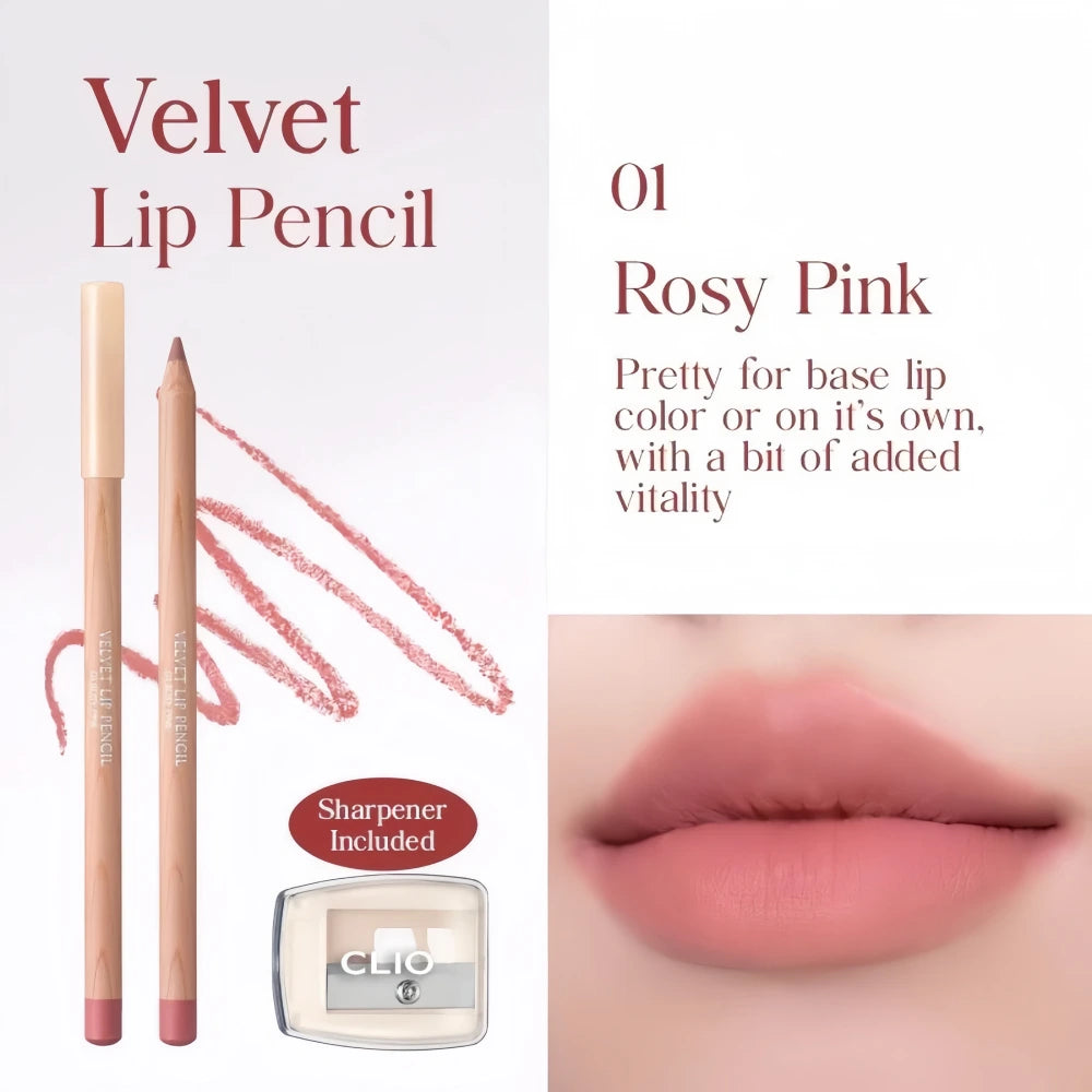 CLIO Velvet Lip Pencil 01 Rosy Pink