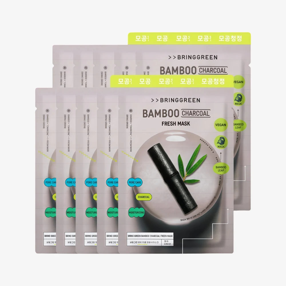 BRING GREEN Bamboo Charcoal Fresh Mask 10 pcs