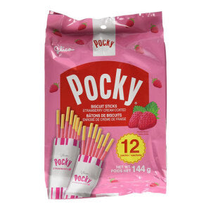 GLICO Pocky Strawberry Family Pack (12 Packs) 144g