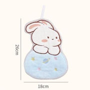 Cute Bunny Cartoon Soft Hanging Hand Towel - Planet Blue