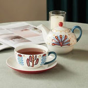 Service à thé individuel rétro en céramique avec coffret cadeau - Bleu