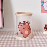 Cute Plastic Pen Holder Beige Bear