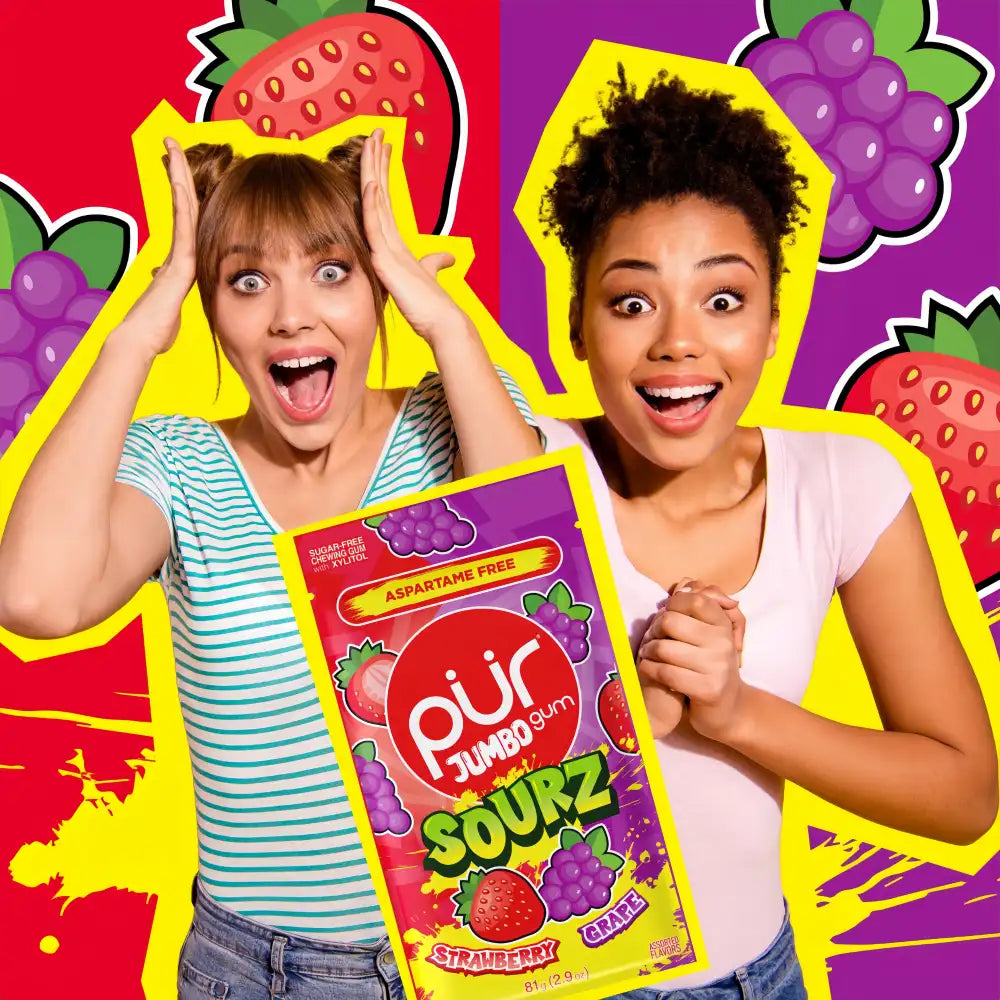 PUR Jumbo Gum Sourz Strawberry Grape 20pcs