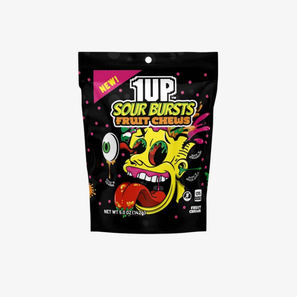 1UP Sour Bursts Fruit Chews Tongue Blue 142g