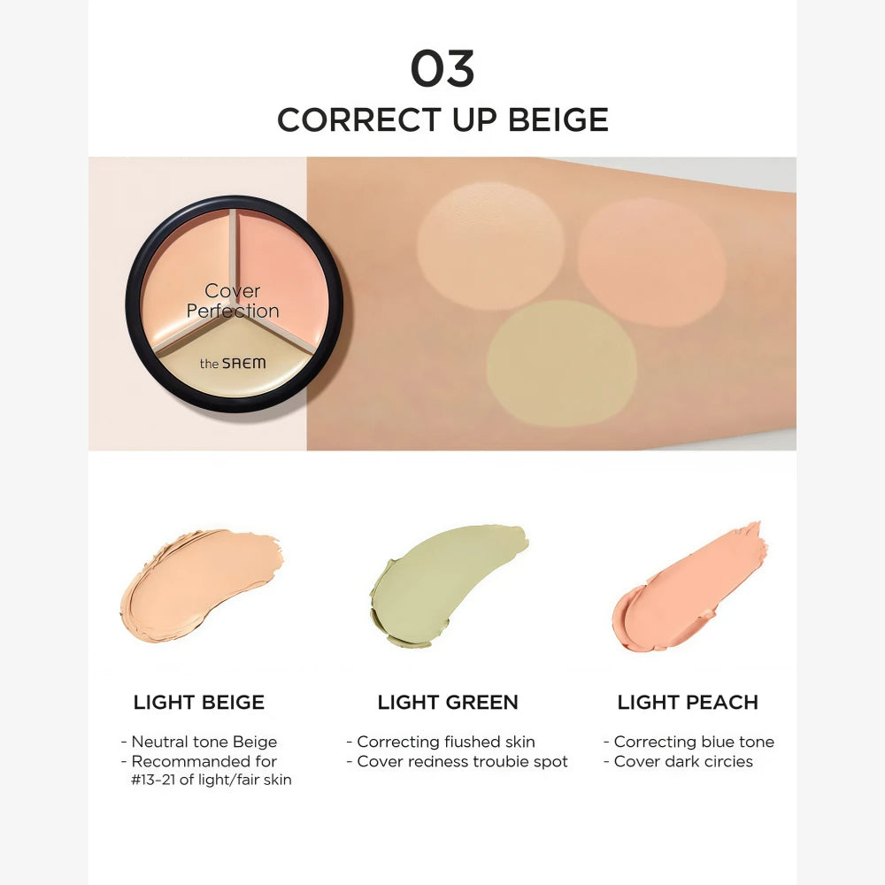 Correcteur THE SAEM Cover Perfection Triple Pot 03 Correct Up Beige 