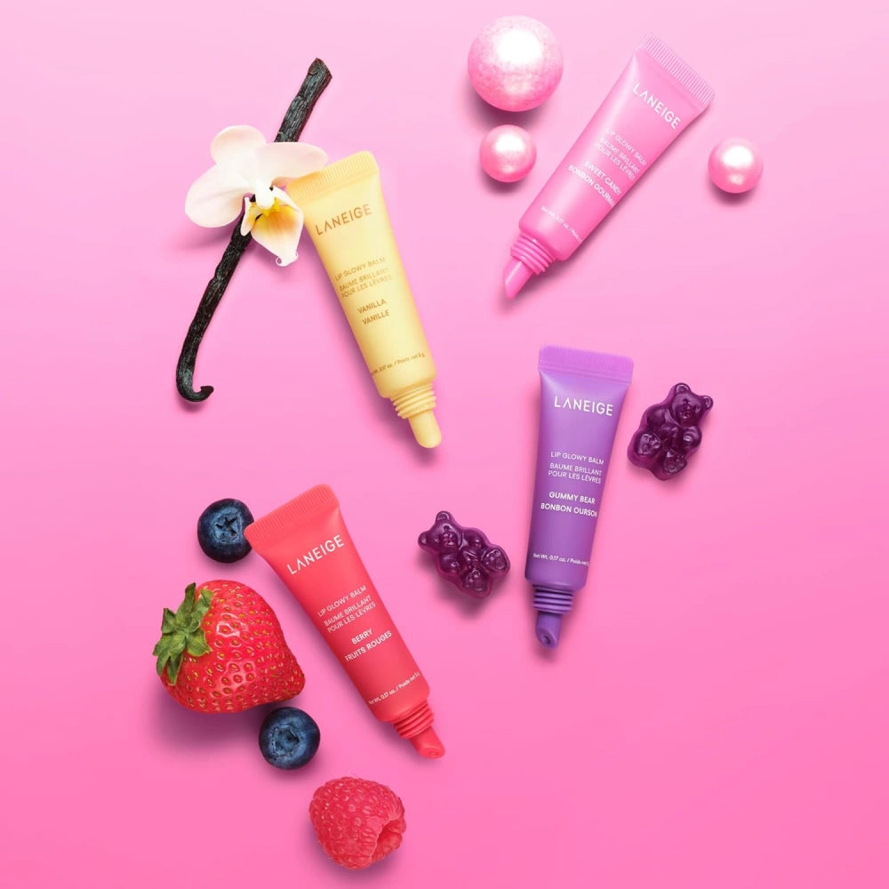 LANEIGE Mini Lip Balm Set (Strawberry+Gummy Bear+Candy+Vanilla)