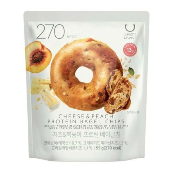 OLIVE YOUNG Delight Project Cheese & Peach Protein Bagel Chips 55g