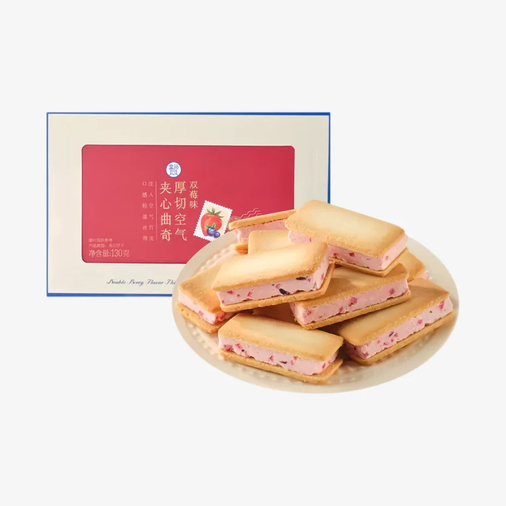 HEMA Thick-Cut Air-Filled Sandwich Cookies Double Berry Flavor 130g