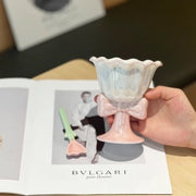 Tasse en céramique découpée au laser en forme de nœud papillon à pétales de fleurs (ROSE)