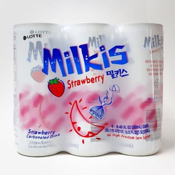 LOTTE Milkis Carbonated Drink (Strawberry Flavor) 250ml x6