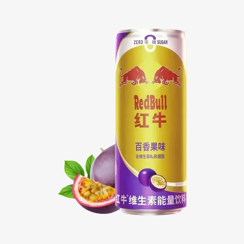 Red Bull 0 sucre, boisson énergisante au fruit de la passion, 325 ml