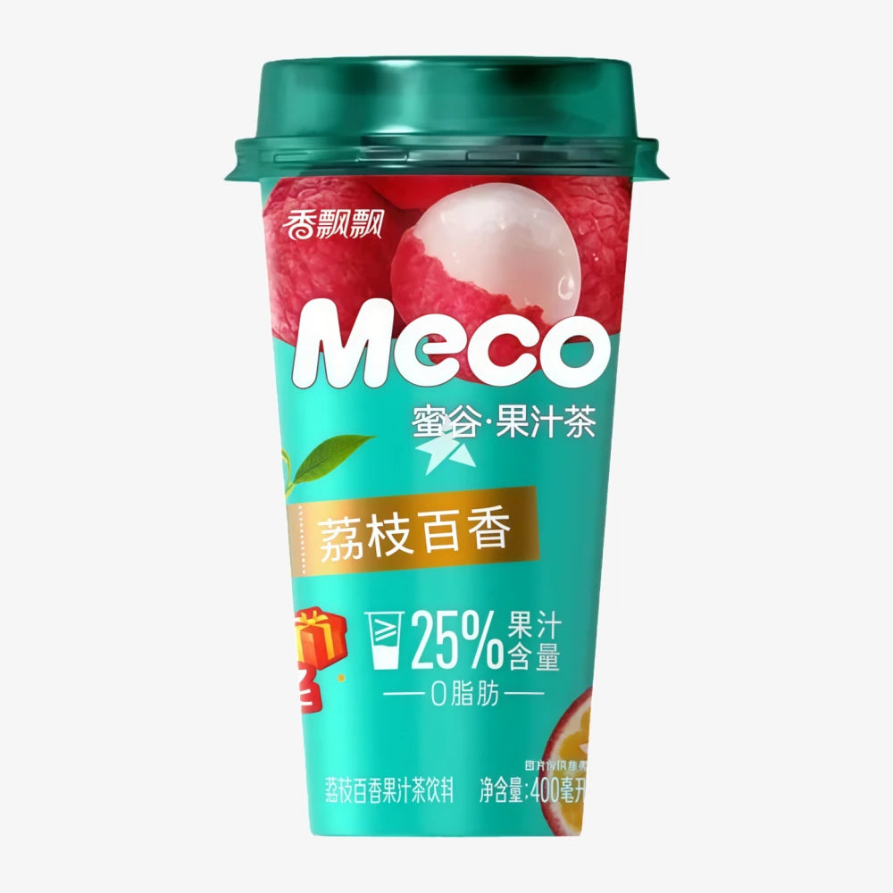 Xiang Piao Piao Meco Thé aux fruits, saveur litchi et fruit de la passion, 400 ml