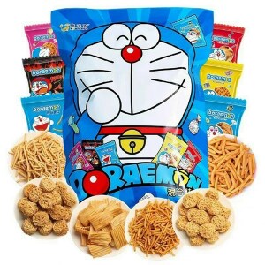 KONZENYO Doraemon Snack Nodels and Shrimp Flavor Sticks (Blue) Gift Bag 450g