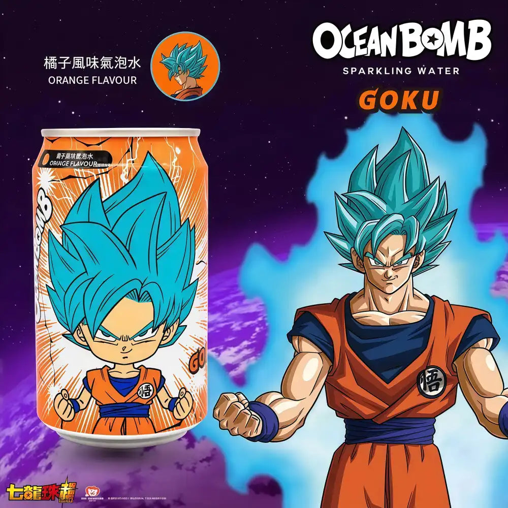 Eau pétillante Ocean Bomb Dragonball (saveur orange) 330 ml