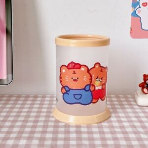 Cute Plastic Pen Holder Orange Tiger