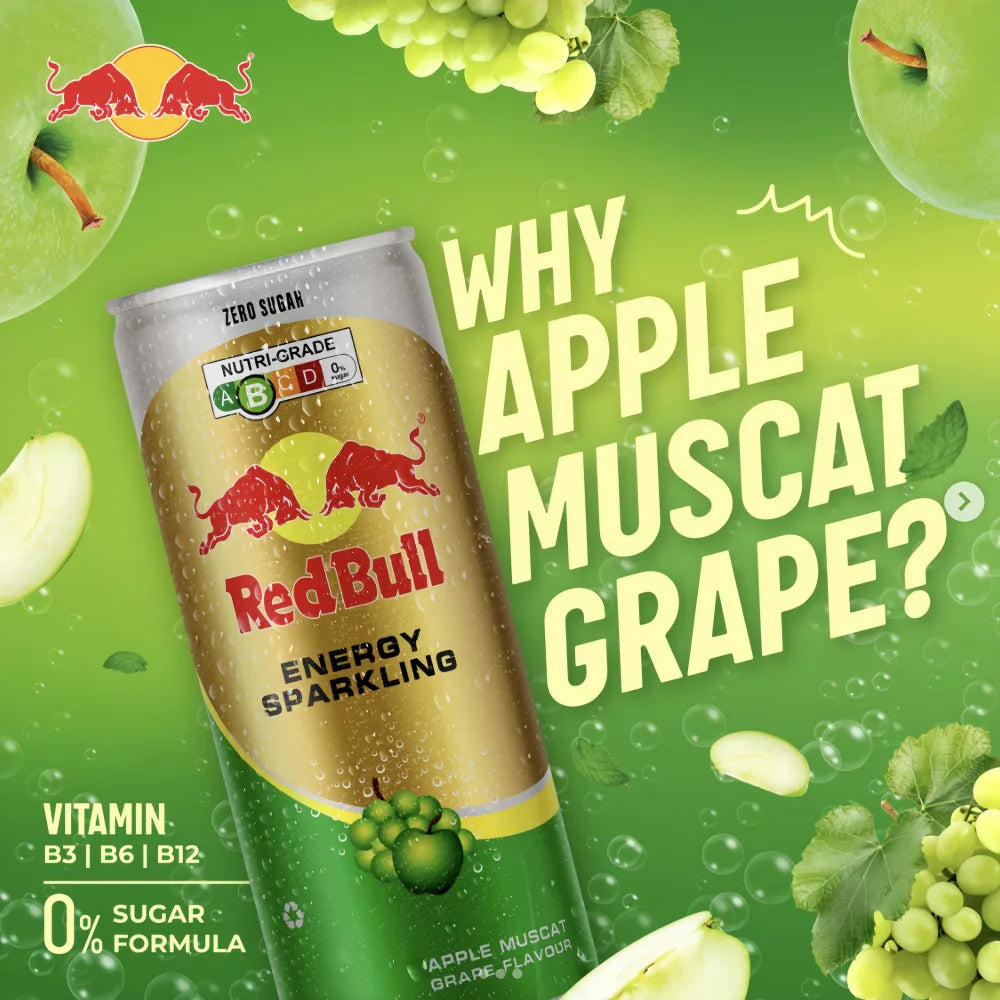 Red Bull Zero Sugar Energy Boisson Pétillante (Saveur Pomme Muscat) 250 ml