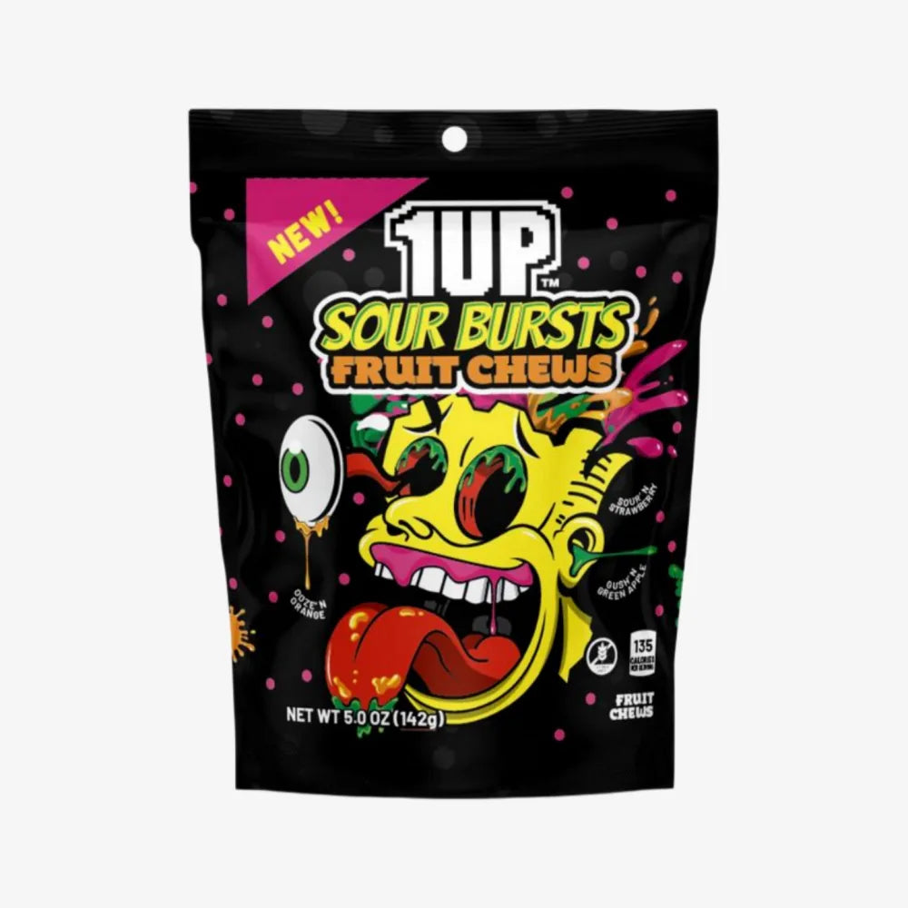 1UP Sour Bursts Fruit Chews Tongue Red 142g