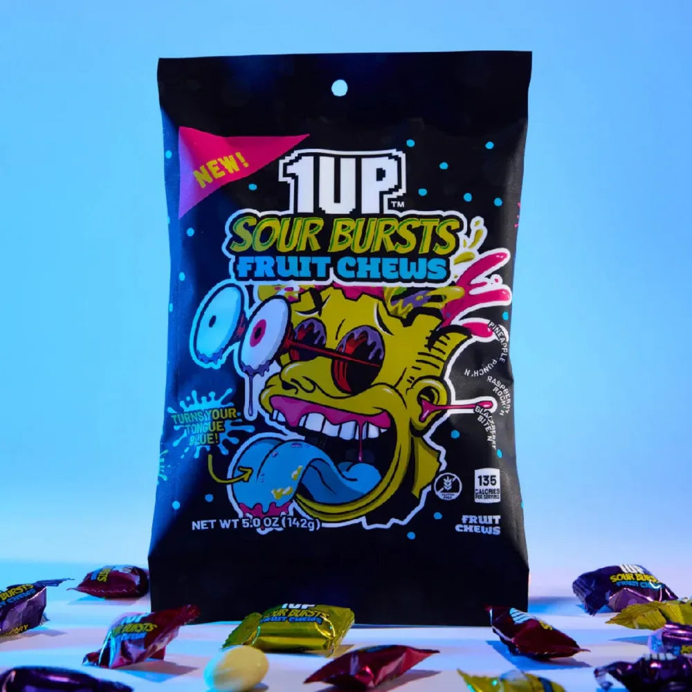 1UP Sour Bursts Fruit Chews Tongue Red 142g