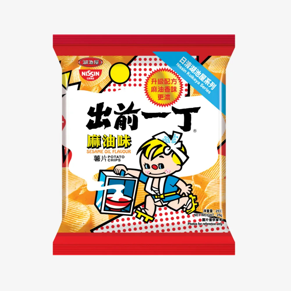 NISSIN Koikeya Demae Iccho Potato Chips Sesame Oil Flavor 50g