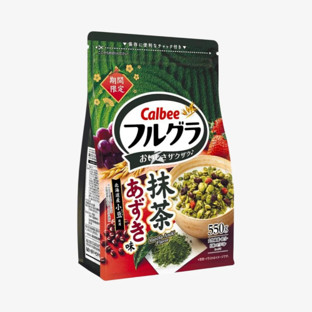 Céréales aux fruits CALBEE, saveur matcha et azuki, 550 g