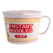 Tasse à nouilles avec couvercle en céramique (rouge)
