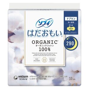 Serviettes hygiéniques en coton biologique UNICHARM 29 cm, lot de 10