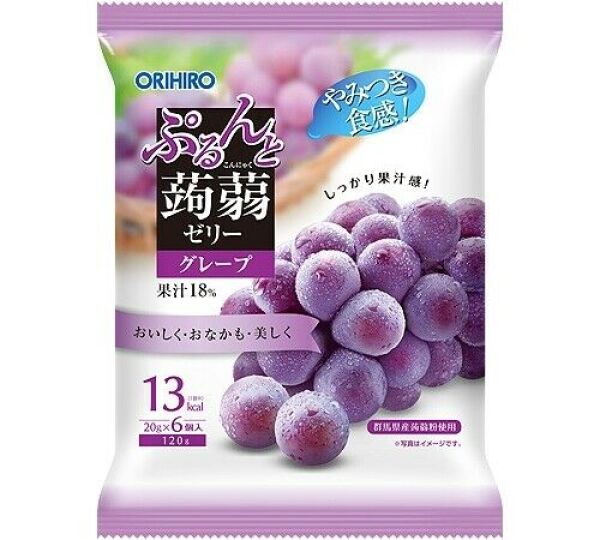Gelée de konjac ORIHIRO, saveur raisin, 20 g x 6