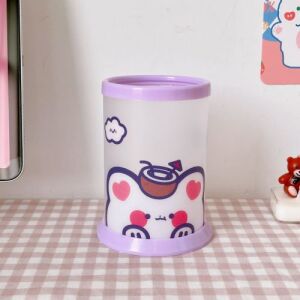 Cute Plastic Pen Holder Purple Kitty