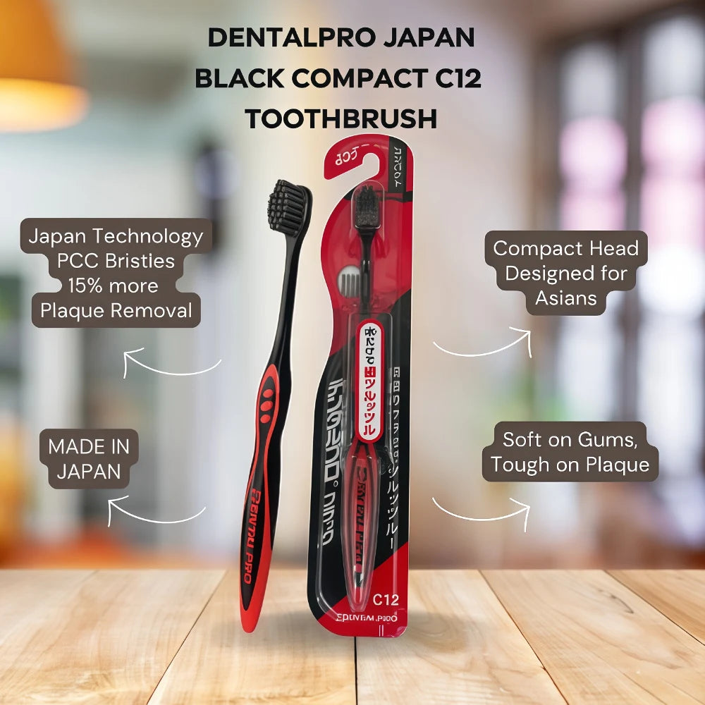 DENTALPRO Black Compact Soft Toothbrush