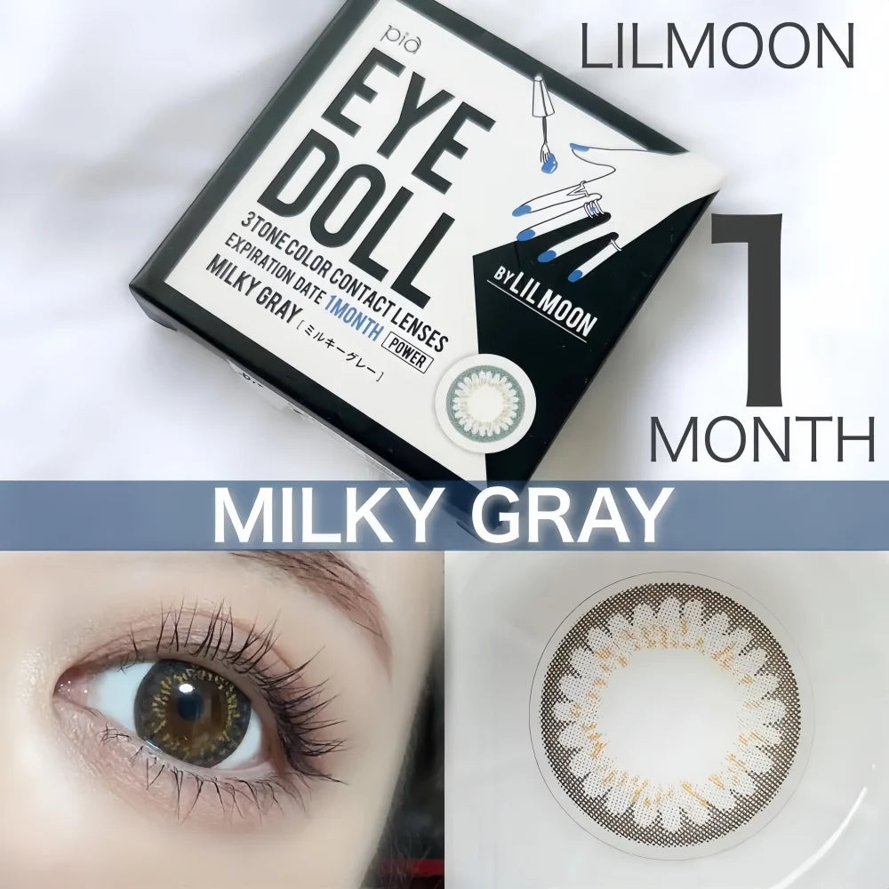 Lentilles de contact mensuelles LIL MOON (Gris laiteux) (1 lentille) -1,25