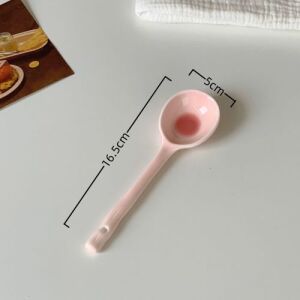 Cute Macaron-colored Ceramic Spoon - Red