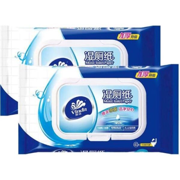 Papier toilette humide Vinda, jetable dans les toilettes, 40 feuilles