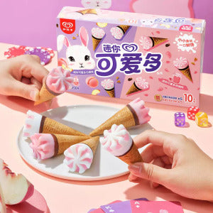 Mini-cornets de glace saveur pêche et rose (20 g x 10)
