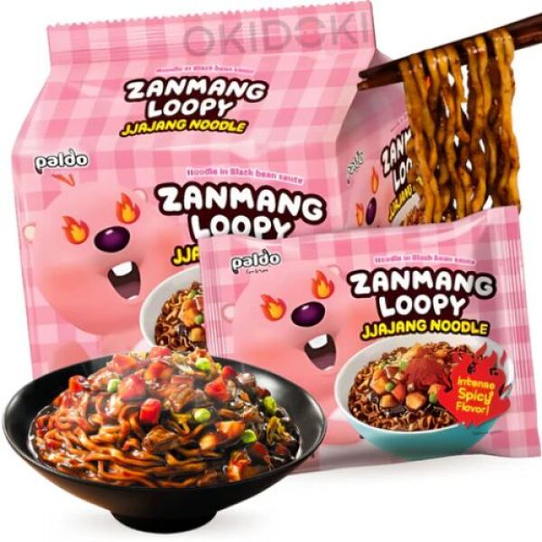 PALDO Loopy Jjajang Nouilles Épicées, paquet de 4