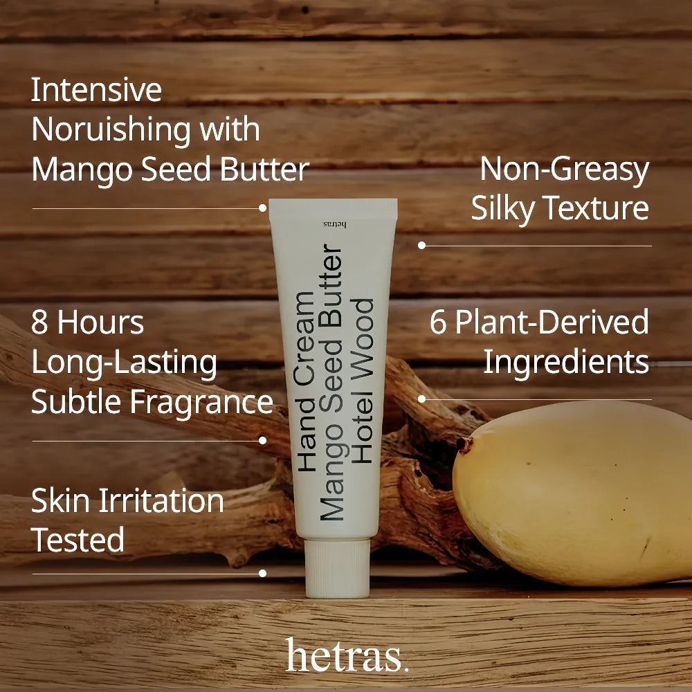 HETRAS Perfumed Mango Seed Butter Hand Cream Hotel Wood 50ml