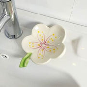 Porte-savon en céramique blanche en forme de fleur