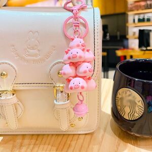 Key Chain Pink Piggy Jenga