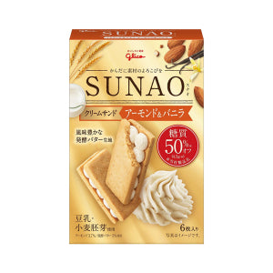 GLICO Sunao Cream Sandwich Almond Vanilla 6 pc
