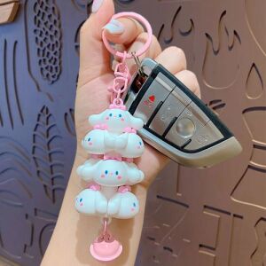 Key Chain White&Pink Cute Jenga