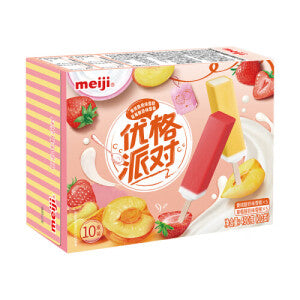 MEIJI Ice Popsicle - Yello Peach Yogurt & Strawberry Flavor 10PCS