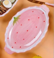 Collection Fraise - Plat ovale en céramique