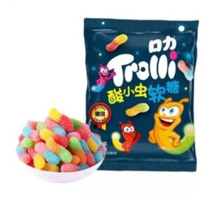Bonbons gélifiés TROLLI Vers luisants acidulés, 1 sachet de 18 g