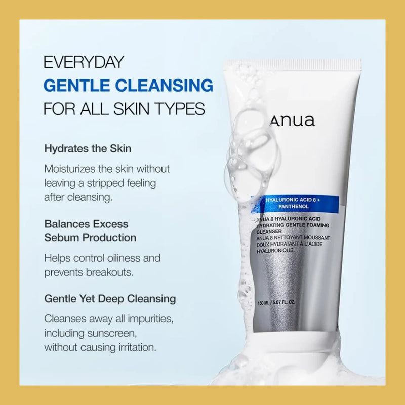 ANUA 8 Hyaluronic Acid Hydrating Gentle Foaming Cleanser 150ml